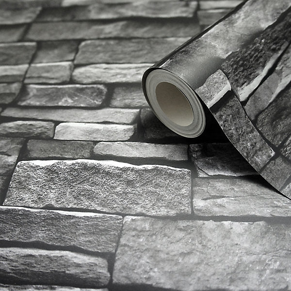 Stone Works Smooth Wallpaper - Dark
