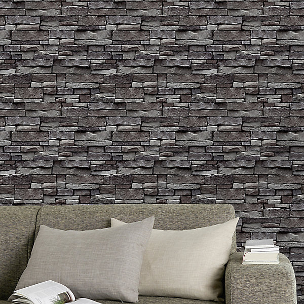 Stone Works Smooth Wallpaper - Dark