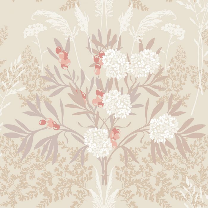 Strandäng -  Coastal Bouquet Wallpaper - Beige