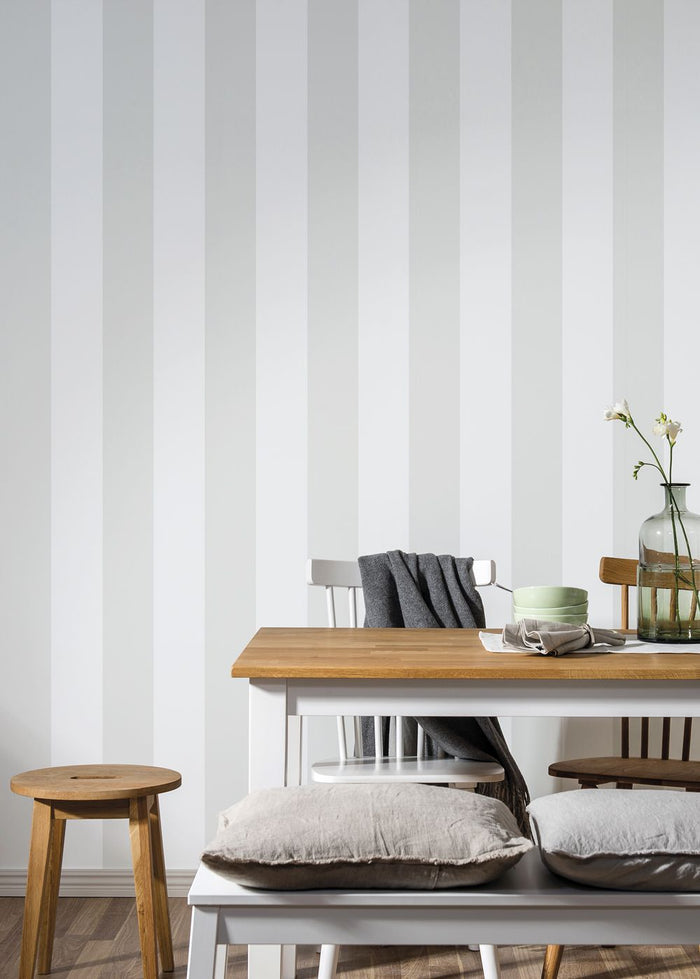 Stripes Wallpaper - Soft Grey/White