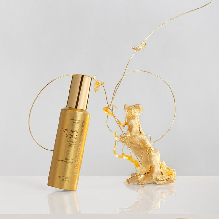 Shop Rescue Spa Sublime Gold Leave In Treatment Shield bottle with 24k gold flakes and artistic gold wire sculpture