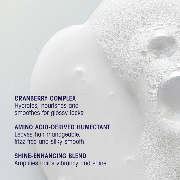 Shop Rescue Spa Supershine Hydrating Shampoo with cranberry complex for glossy locks. White liquid with foam.