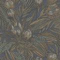 Susara  - Protea Floral Metallic Wallpaper - Navy- Discontinuing