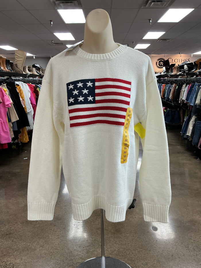 Sweater By Mighty Fine In White, Size:M