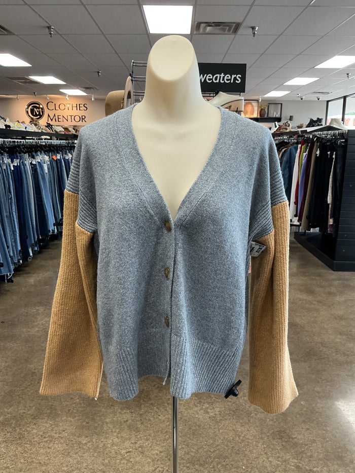 Sweater Cardigan By Loft In Grey & Tan, Size:M