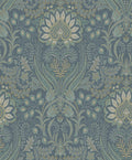 Tahini Damask Bead Wallpaper - Blue - Discontinuing