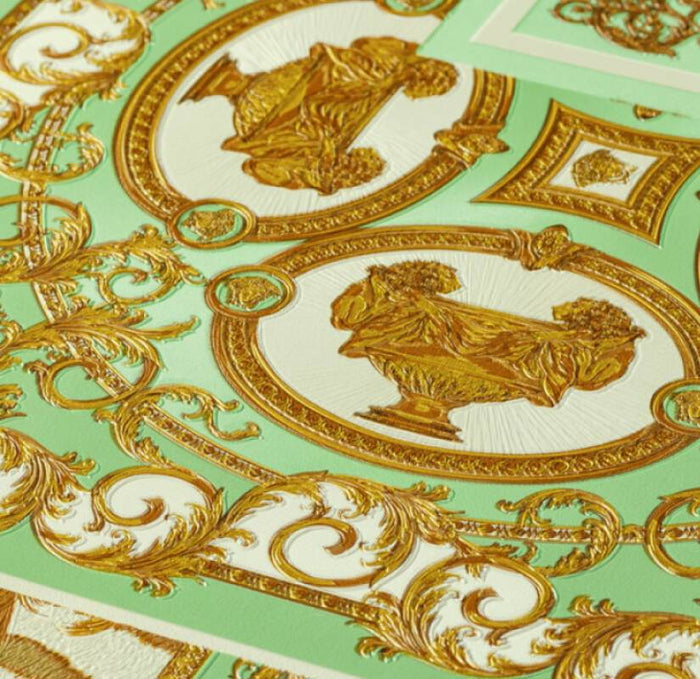 Versace Tapestry Wallpaper - Gold/Green/Brown