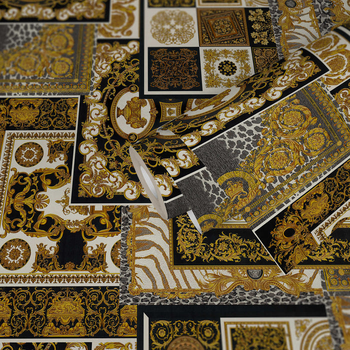 Versace Tapestry Wallpaper - Gold/Silver/Black/White