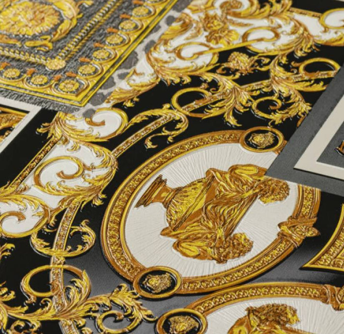 Versace Tapestry Wallpaper - Gold/Silver/Black/White