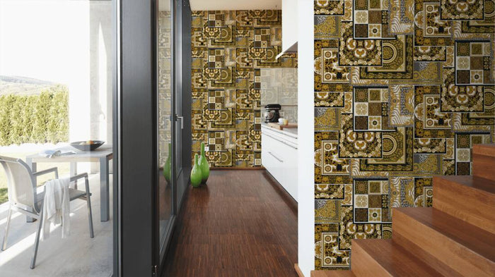 Versace Tapestry Wallpaper - Gold/Silver/Black/White