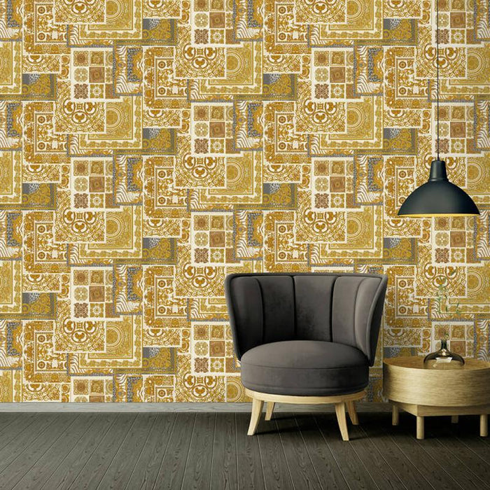 Versace Tapestry Wallpaper - Gold/Silver/Grey/Creme