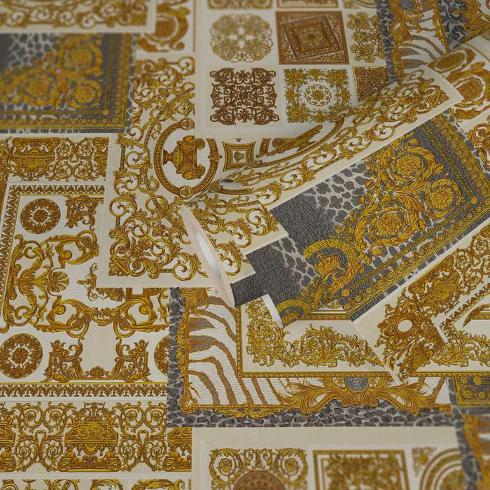 Versace Tapestry Wallpaper - Gold/Silver/Grey/Creme