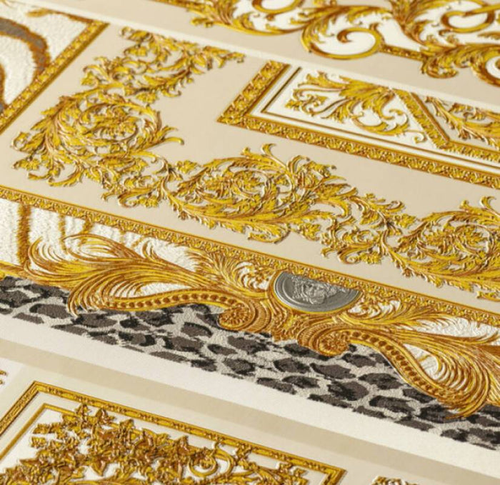 Versace Tapestry Wallpaper - Gold/Silver/Grey/Creme