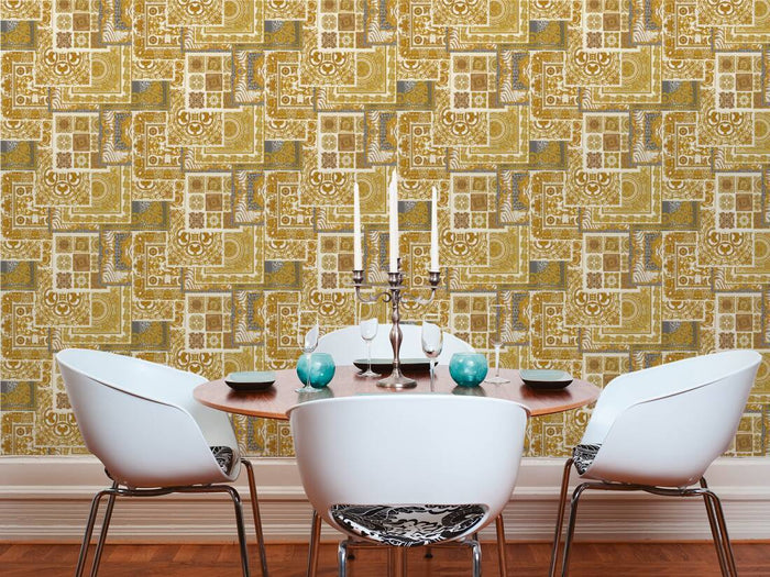 Versace Tapestry Wallpaper - Gold/Silver/Grey/Creme