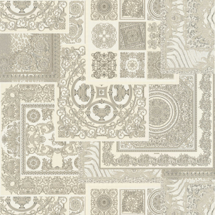 Versace Tapestry Wallpaper - Silver/Grey/White