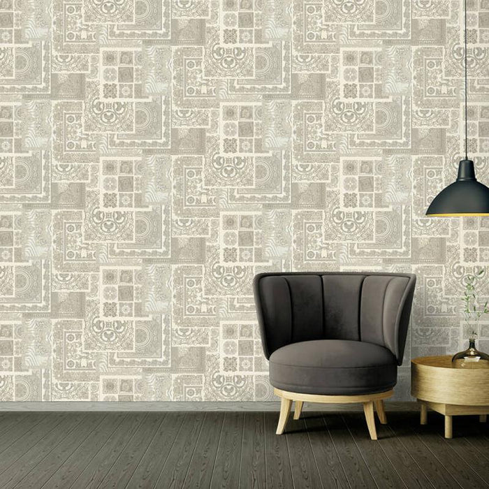 Versace Tapestry Wallpaper - Silver/Grey/White