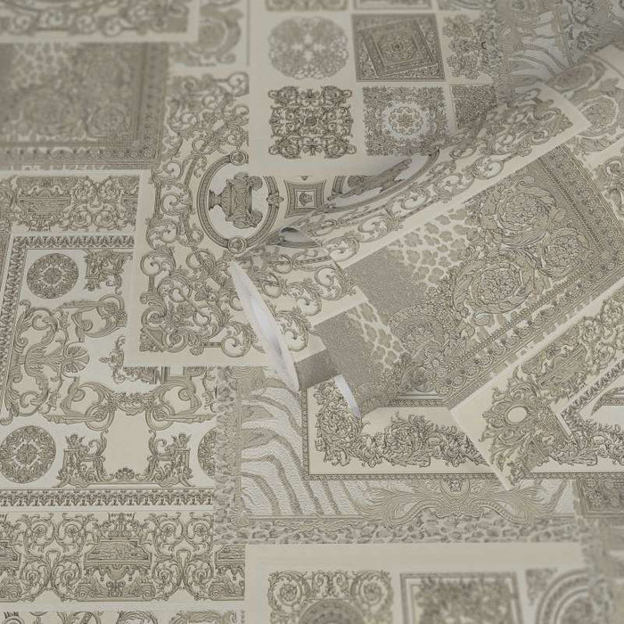 Versace Tapestry Wallpaper - Silver/Grey/White