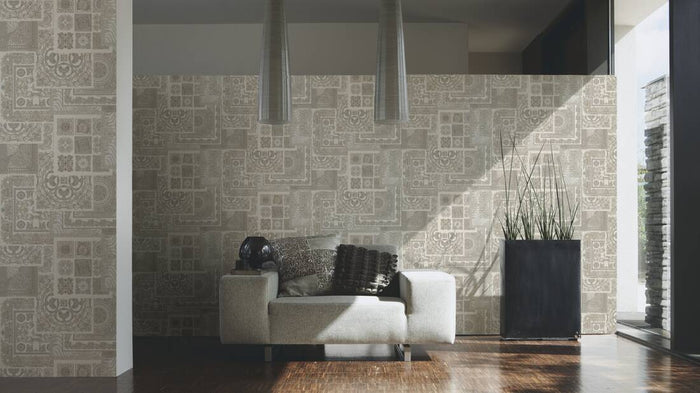 Versace Tapestry Wallpaper - Silver/Grey/White