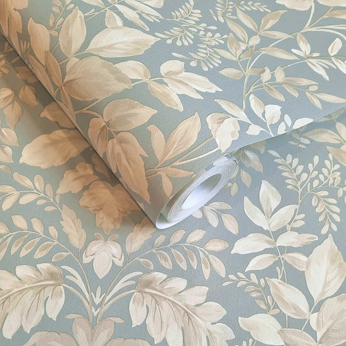 Tavira - Leafy Wonderland Wallpaper - Blue