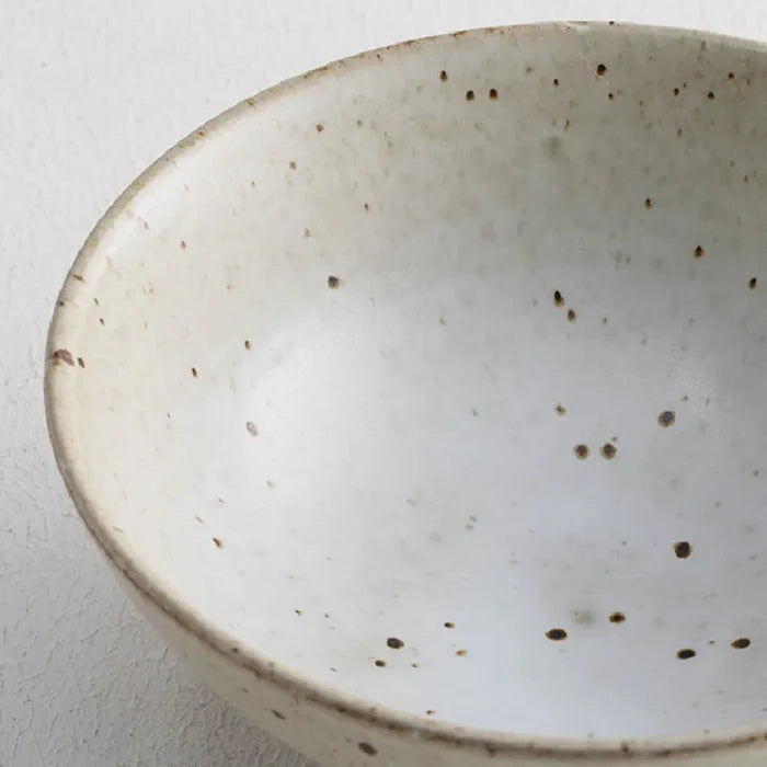 Ceramic retro rice bowls speckled glaze unglazed base set of 4 vintage porcelain bowls