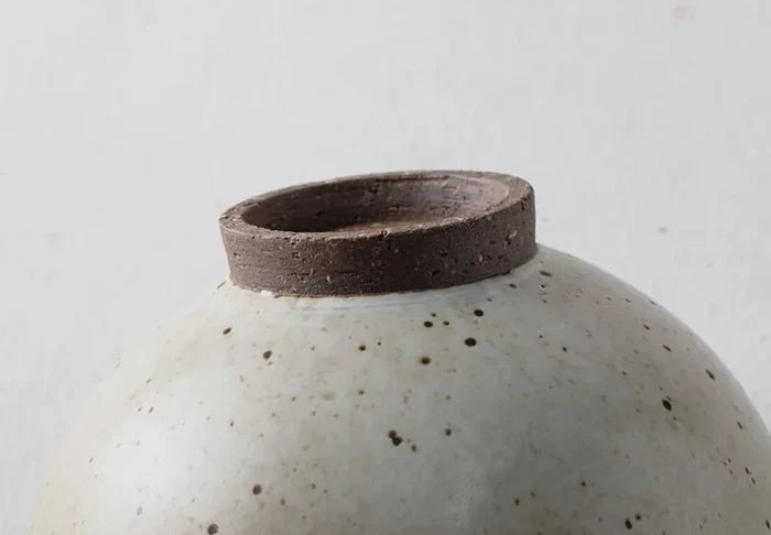 Ceramic retro rice bowls speckled glaze unglazed base set of 4 vintage porcelain bowls