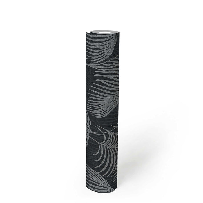 Textured Palm Silk Wallpaper - Black and Grey - Discontinuing