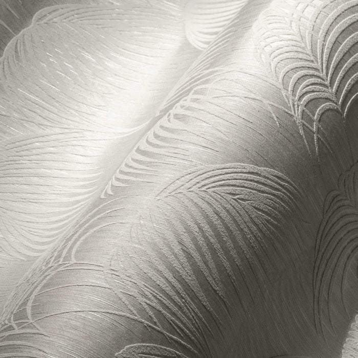 Textured Palm Silk Wallpaper - Cream and White - Discontinuing