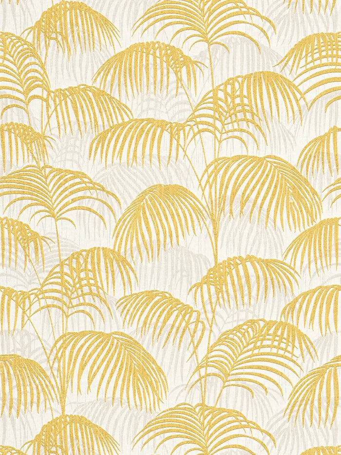 Textured Palm Silk Wallpaper - Yellow and White - Discontinuing