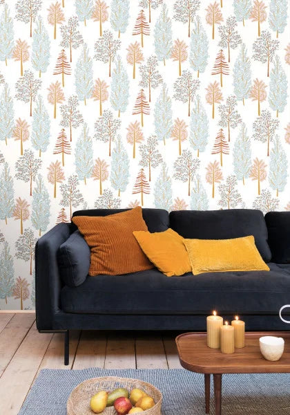 The Tree House Wallpaper - Bleu - Discontinuing
