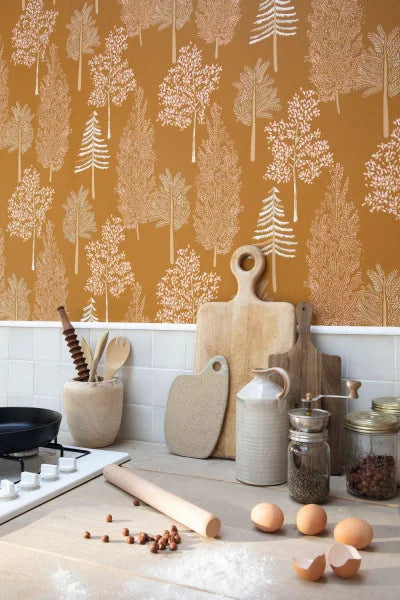 The Tree House Wallpaper - Ochre - Discontinung