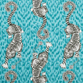 Teal Tiger Fabric - New Zealand