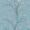 Tokyo Cherry Blossom Wallpaper - Turquoise