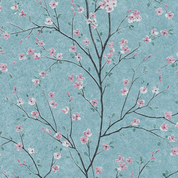 Tokyo Cherry Blossom Wallpaper - Turquoise