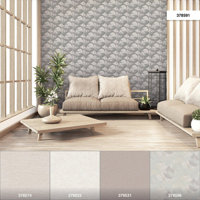 Tokyo Fish Bowl Vinyl Wallpaper - Dark Grey - Discontinuing