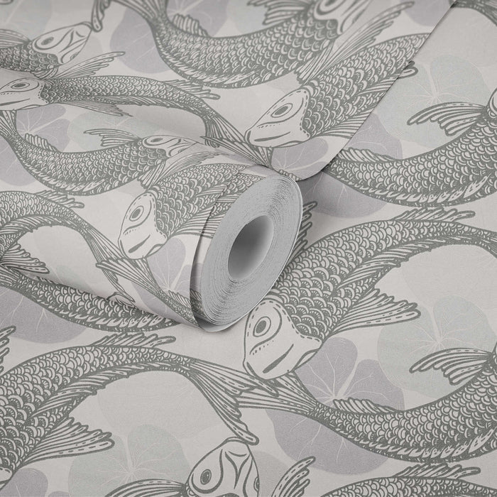 Tokyo Fish Bowl Vinyl Wallpaper - Dark Grey - Discontinuing