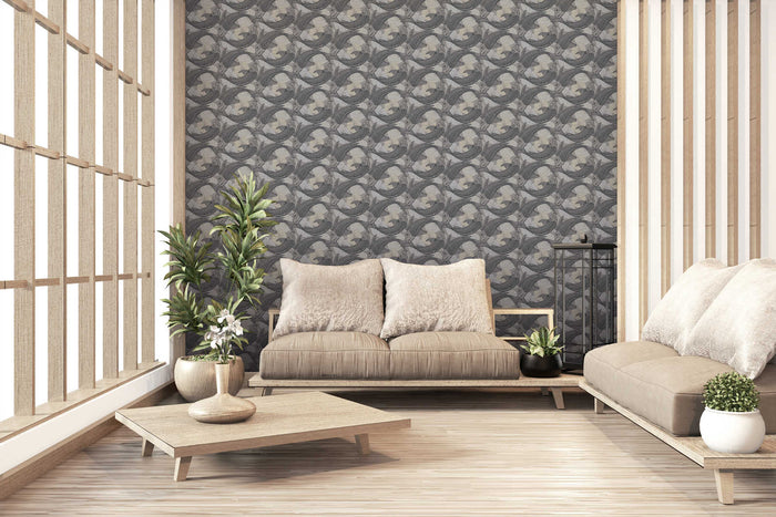Tokyo Fish Bowl Wallpaper - Grey/Black - Discontinuing