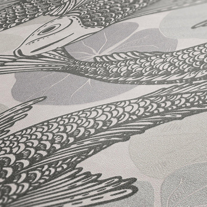 Tokyo Fish Bowl Wallpaper - Grey/Black - Discontinuing