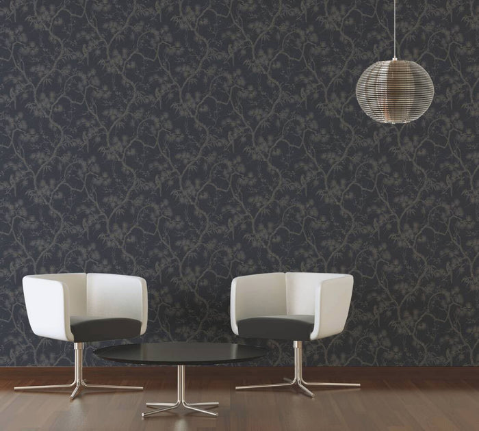 Tokyo Garden Wallpaper - Black