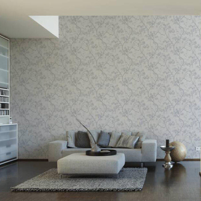 Tokyo Garden Wallpaper - Metallic/White