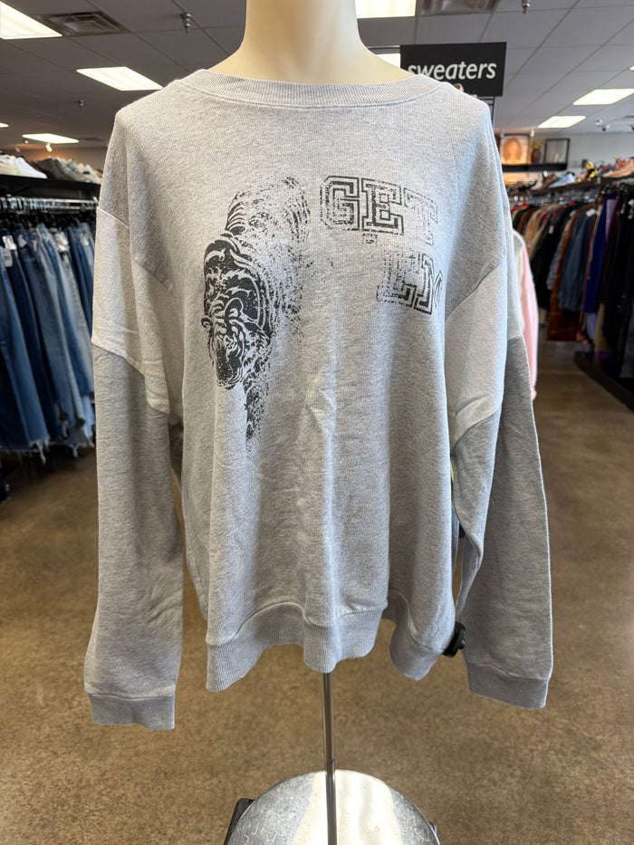 Top Ls By Clothes Mentor In Grey, Size:M