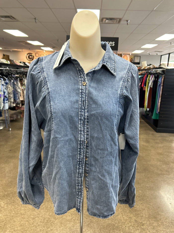 Top Ls By Heartloom In Blue Denim, Size:Xs