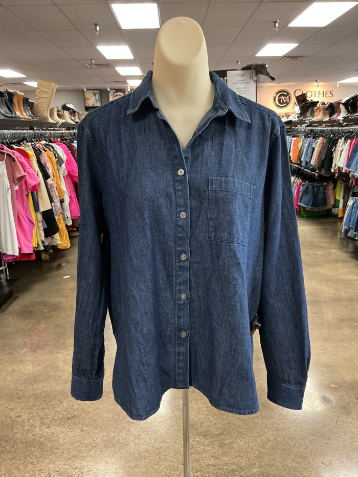 Top Ls By Loft In Blue Denim, Size:S
