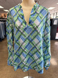 Top Ls Designer By Tory Burch In Blue & Green, Size:10