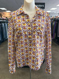Top Ls Designer By Tory Burch In Purple & Yellow, Size:10