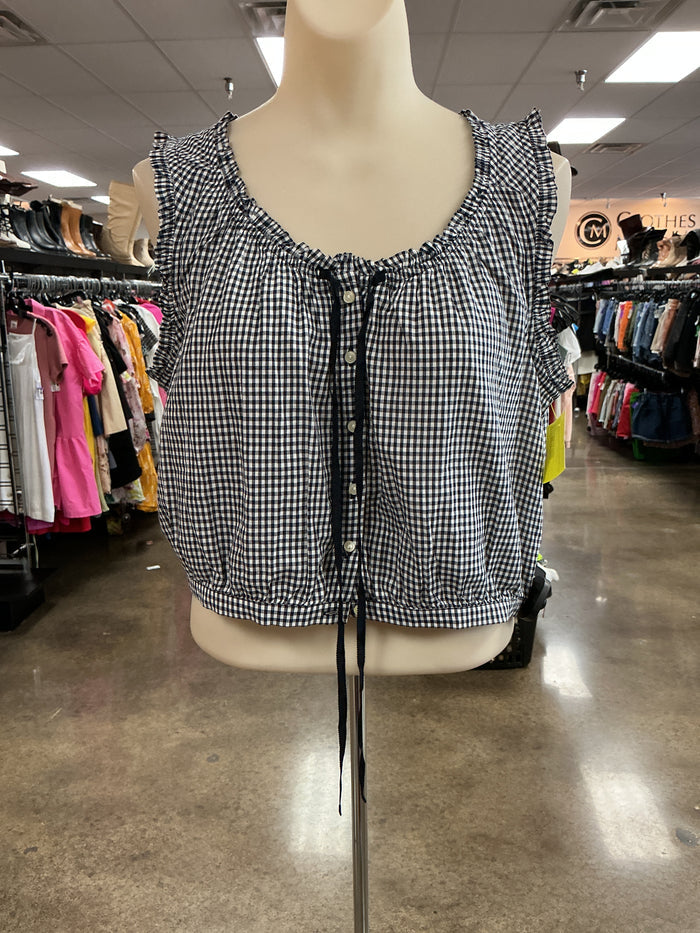 Top Sleeveless By Gap In Blue & White, Size:S