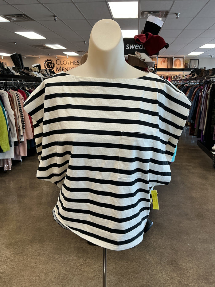 Top Ss By J. Crew In Black & Cream, Size:M