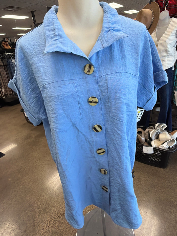 Top Ss By John Mark In Blue, Size:S