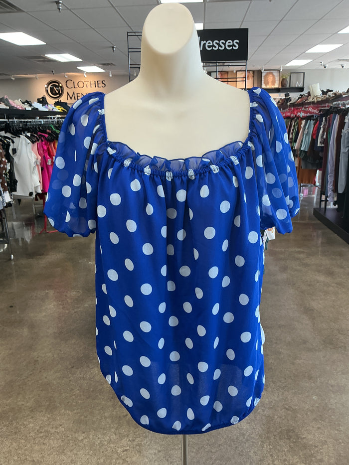 Top Ss By New York And Co In Blue & White, Size:M