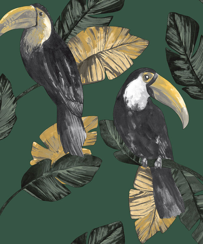 Toucan Tiki Wallpaper - Green - Last 8 Rolls