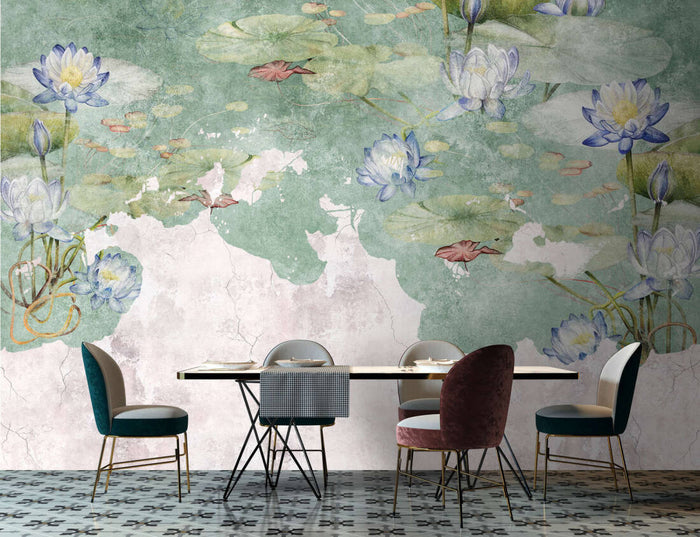 Tranquil Waterlily - Custom Sized Wallpaper Mural (per m2)